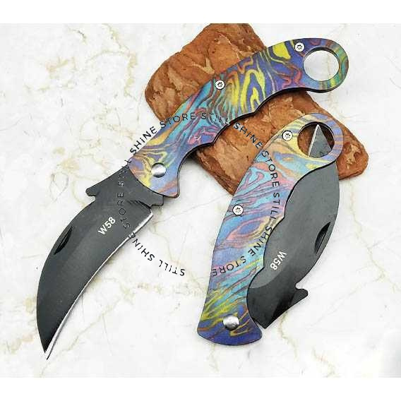 Pisau Karambit Lipat Alat Survival Camping Hunting Outdoor Pemotong Super Tajam Multifungsi