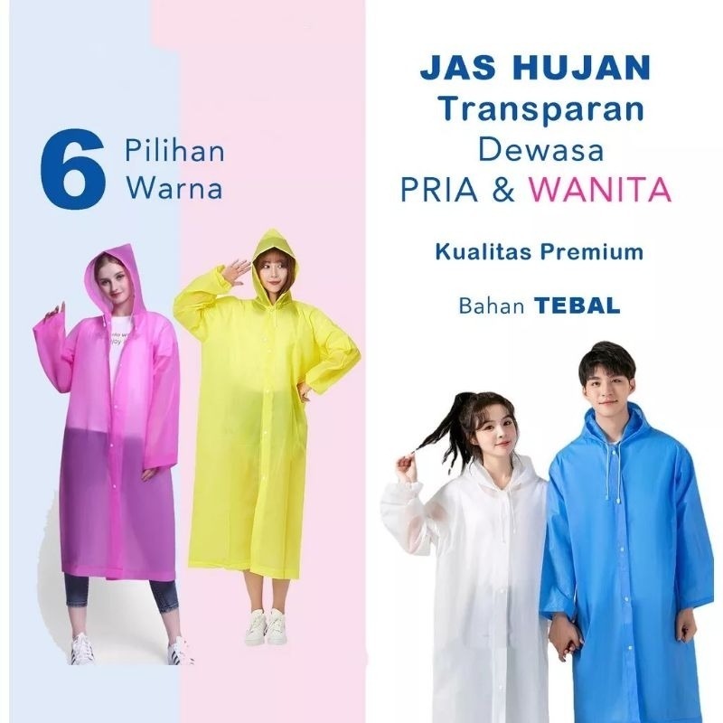 HANS  JAS HUJAN RAINCOAT Pria Wanita Terbaik Anti Rembes Korea Plastik EVA raincoat Rok Transparant 