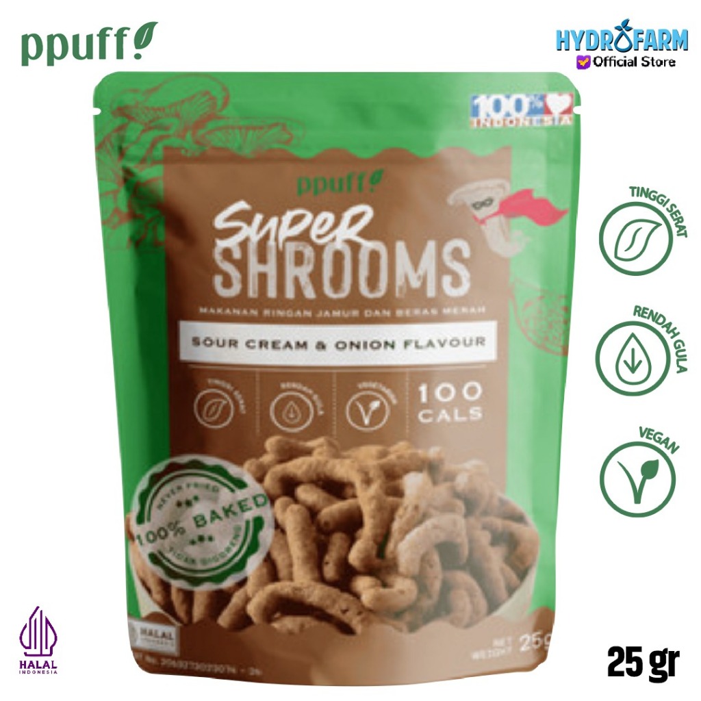 

Ppuff! - Supershrooms Sour Cream & Onion / Keripik Jamur Cream Asam & Bawang