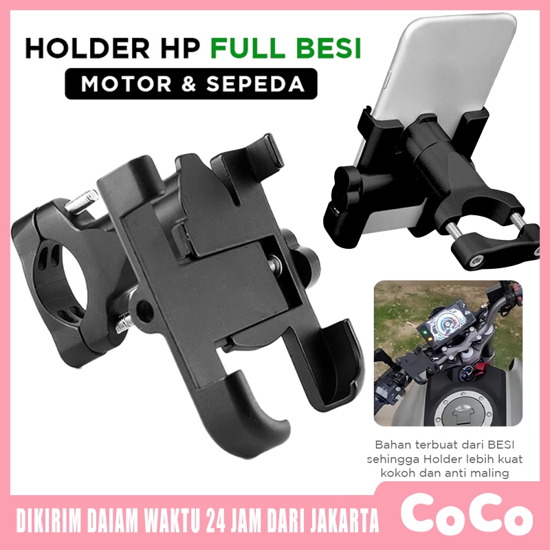 Holder HP Motor Besi di Spion Motor/ Stand Holder HP Motor Besi