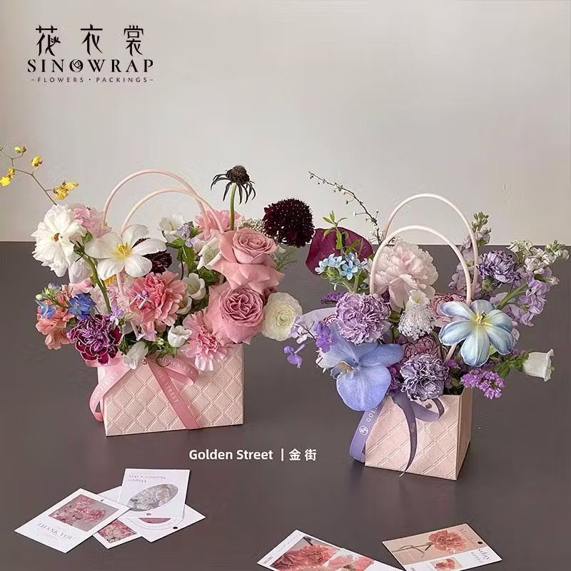 

Flower Packing Paper Bag Trape Emboss Bloom Box Bouquet Handbag Gift Tas Bunga Kertas