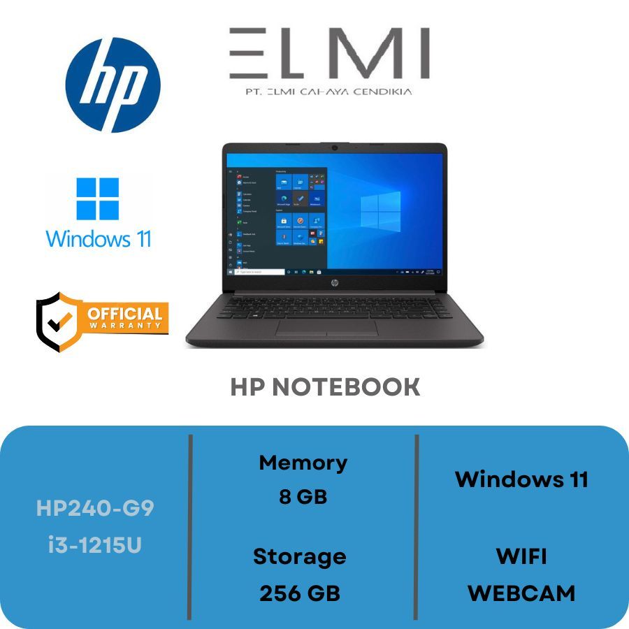 HP Notebook HP240-G9  i3-1215U  8GB  256GB  14"  W11  BLACK