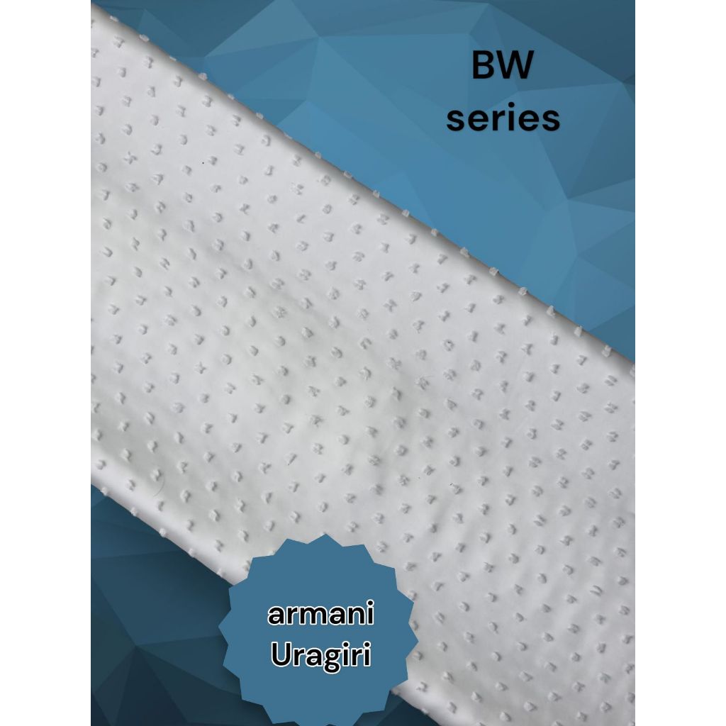 (PER 1 ROLL) KAIN SATEN ARMANY URAGIRI WARNA BROKEN WHITE (BW/OFFWHITE) & HITAM ISI 60 YARD