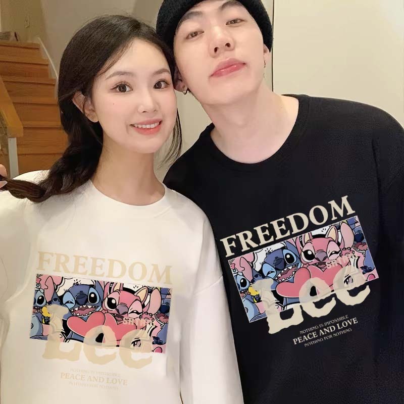 Kaos kartun Stitch yang lucu|sweater couple pasangan kekinian|switer couple pasangan