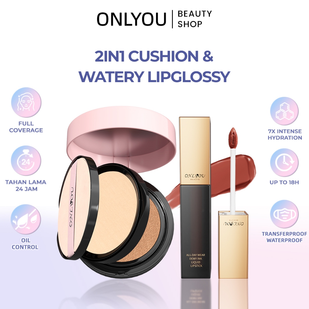 【BPOM】ONLYOU Paket ONLYOU Liquid Lipstick Transferproof lipglossy & ONLYOU Matte Cover All Perfect 2