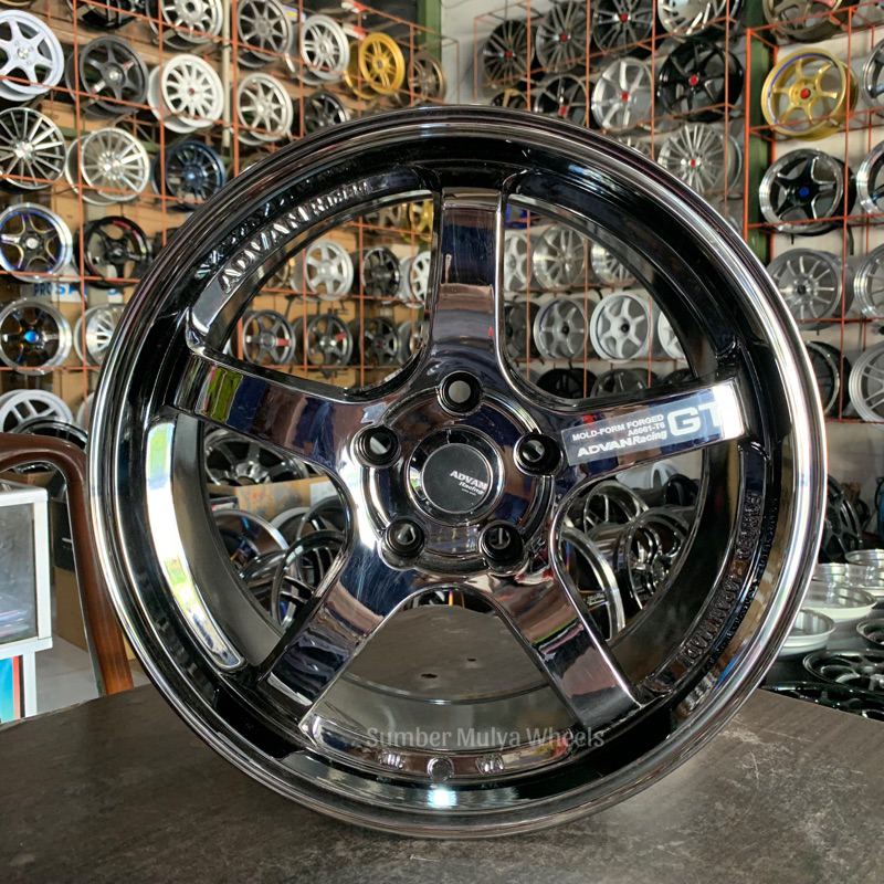 Velg R17 Advan GT black chrome by jf luxury. Sumber Mulya Wheels. toko velg mobil Semarang