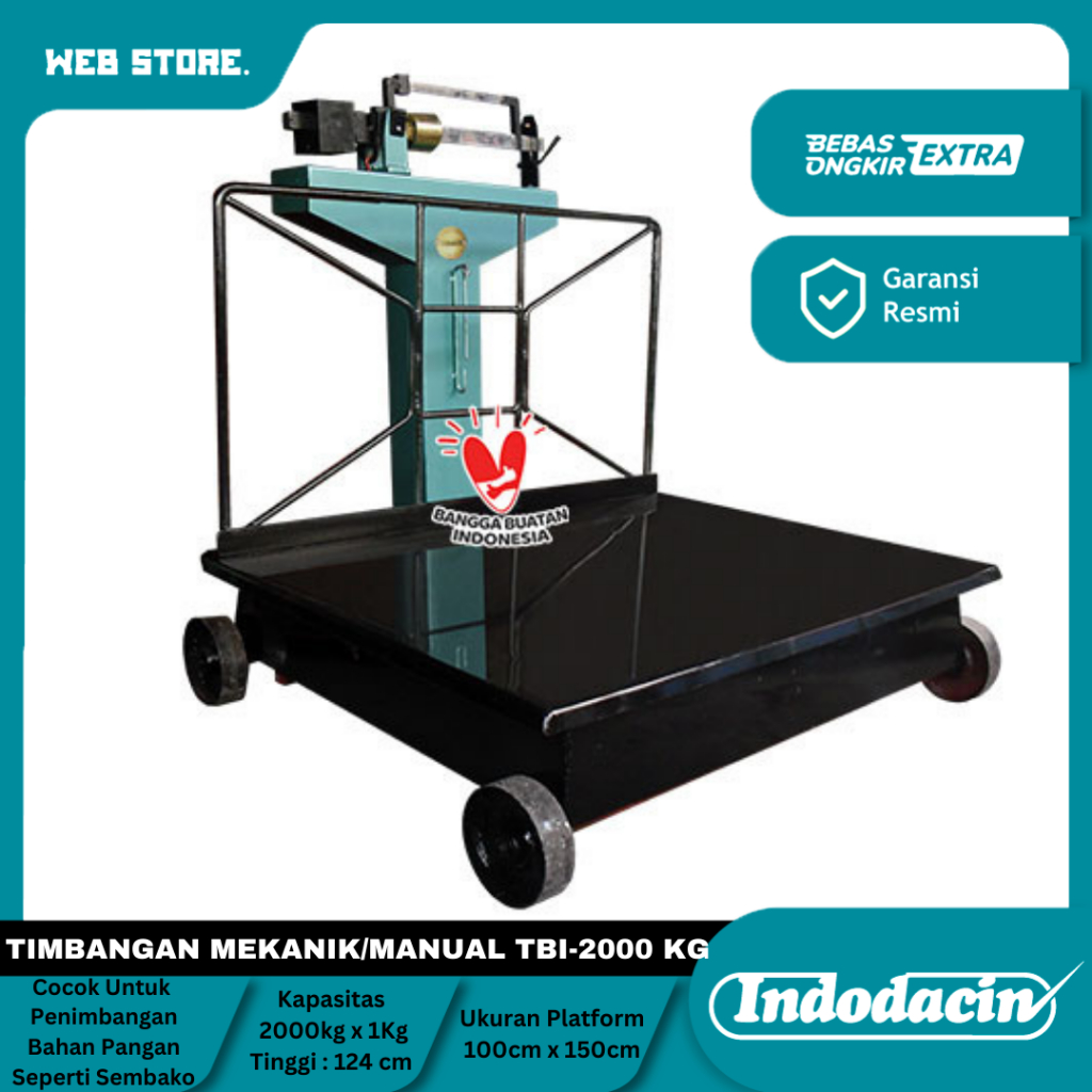 Timbangan Duduk Lantai Barang Mekanik Manual TBI 2000Kg Dacin Pagar