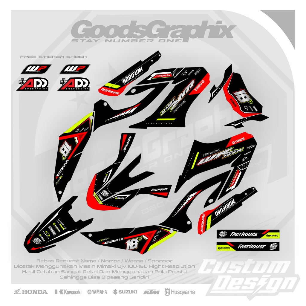Decal Yamaha Wr Supermoto - Decal Custom Wr 155 Hitam Merah