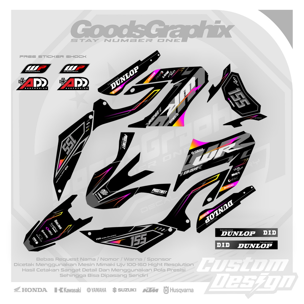 Decal Yamaha Wr 155 Hitam Simple - Decal  Wr 155 Custom design