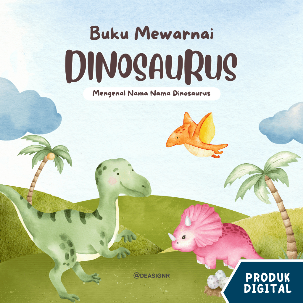 [PRINTABLE] Activity Book - Buku Mewarnai dan Mengenal Nama Dinosaurus Anak 3-10+ Tahun Buku Aktivit