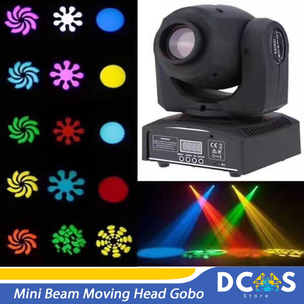 Mini Beam Moving Head Moving Beam Lampu Panggung 7 Gobo Variasi DMX512