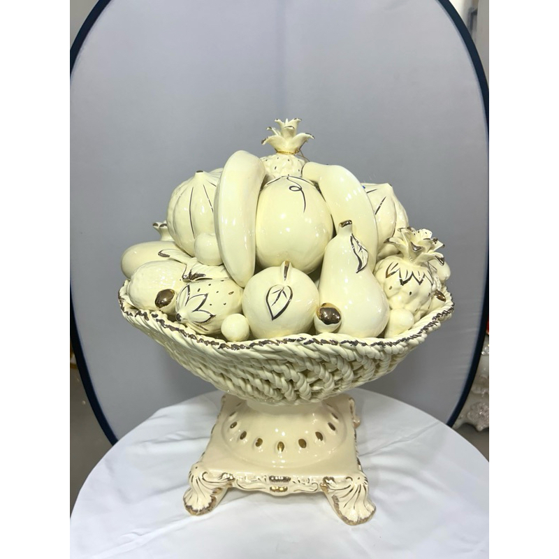 pajangan hias buah besar cream keramik