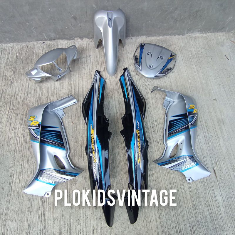COVER BODY HALUS SUZUKI SMASH NEW SET STRIPING HITAM SILVER