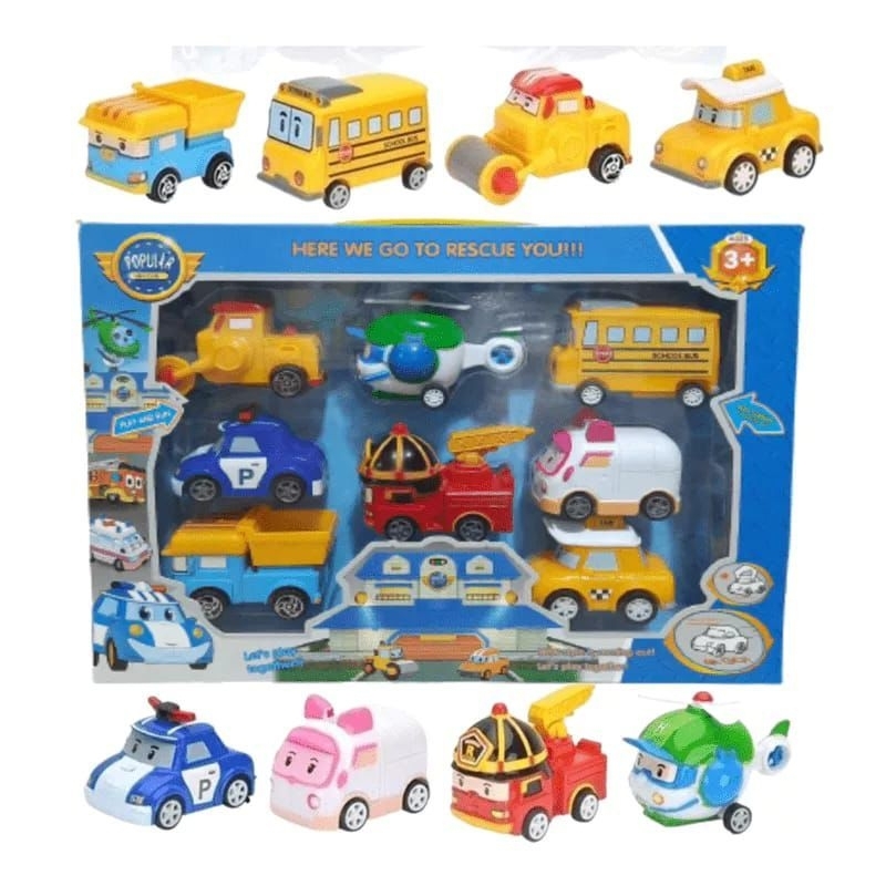 Mainan Anak Mobil Set Poli Isi 8 Pcs Pullback