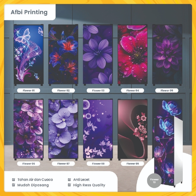 Stiker Kulkas 1 Pintu Stiker Pintu WC Motif / Kulkas Mawar/ Sticker Kulkas Motif Bunga Motif Mawar
