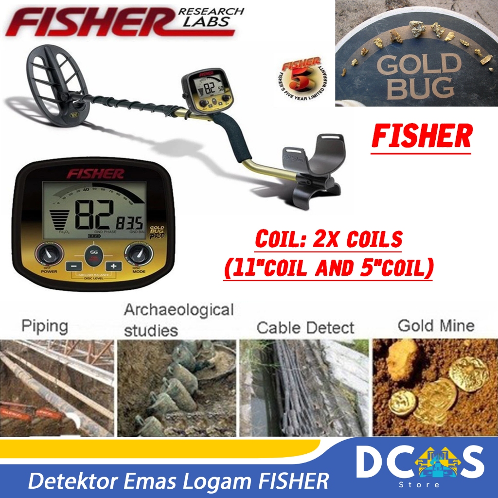 FISHER Gold Bug Pro Gold Silver Metal Detektor Detector Emas Logam ORI