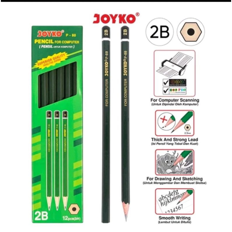

PENSIL TULIS 2B JOYKO HITAM P-88 12 PCS