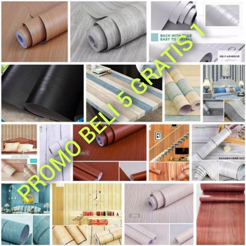 BELI 5 GRATIS 1 TERLARIS | COD ( BAYAR DI TEMPAT ) Wallpaper Sticker Dinding Ruang Tamu Meja Lemari 