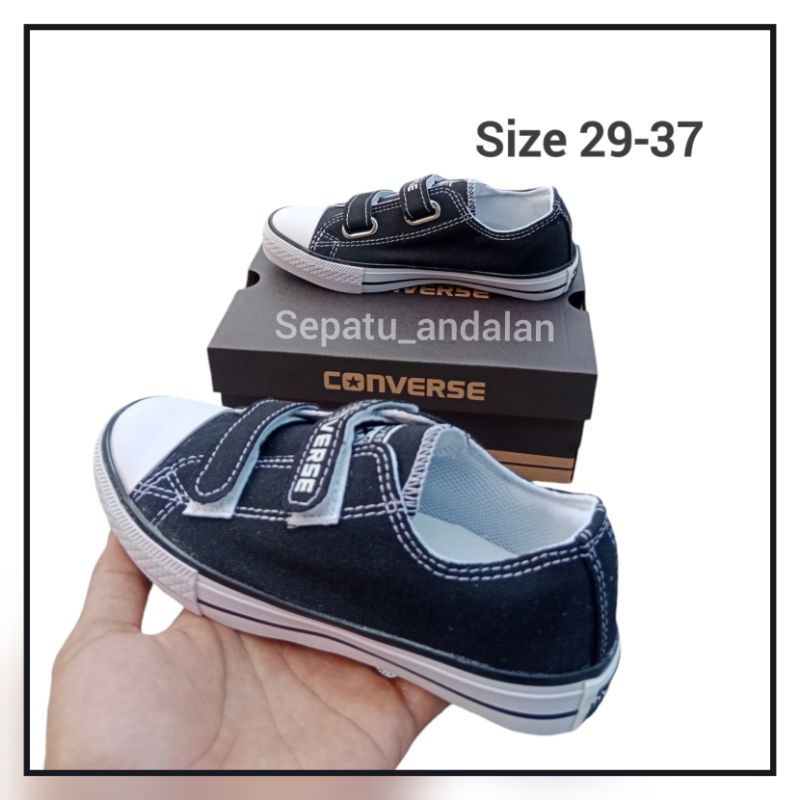 Sepatu anak converse sekolah PAUD TK SD PUTRA PUTRI model VELCRO