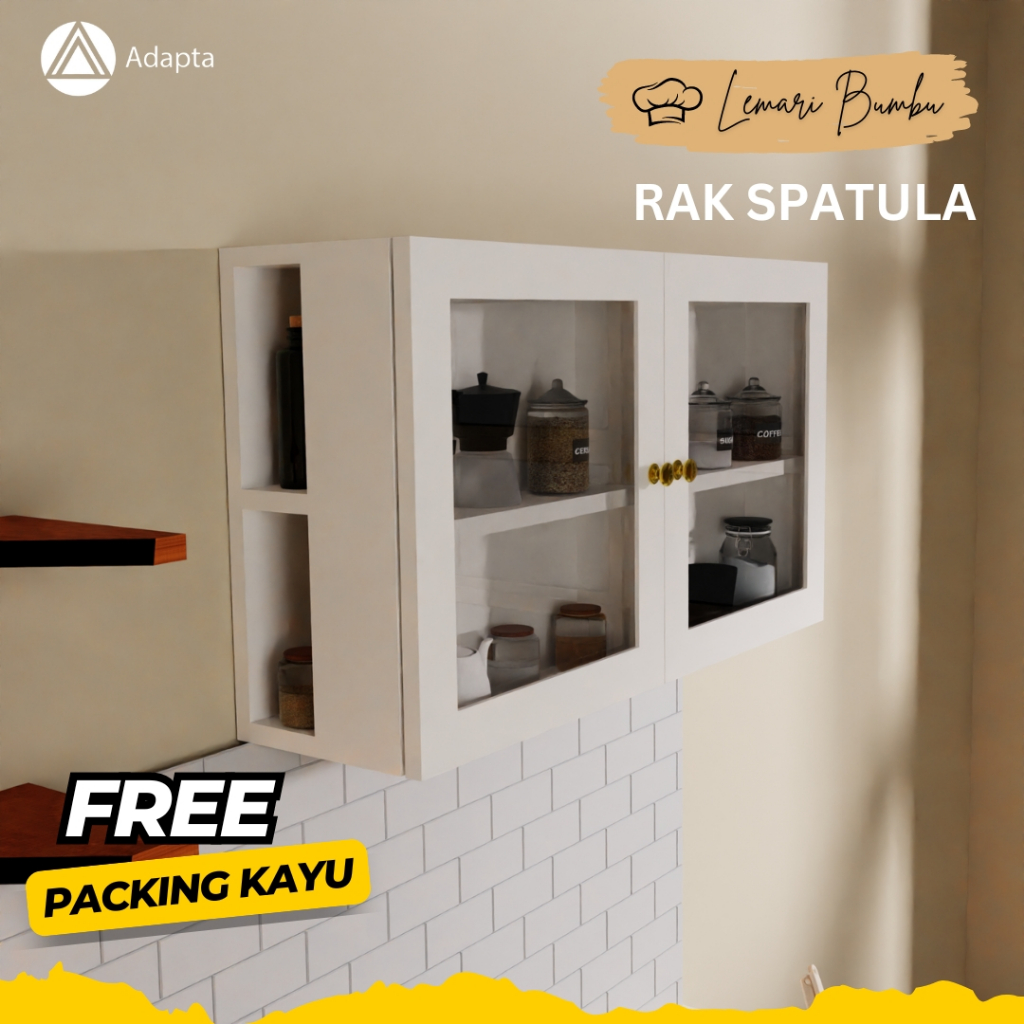 Adapta - Lemari Bumbu Dapur Gantung Tertutup - Rak Dinding Spatula dan Sutil Teflon - BEMBI - C32