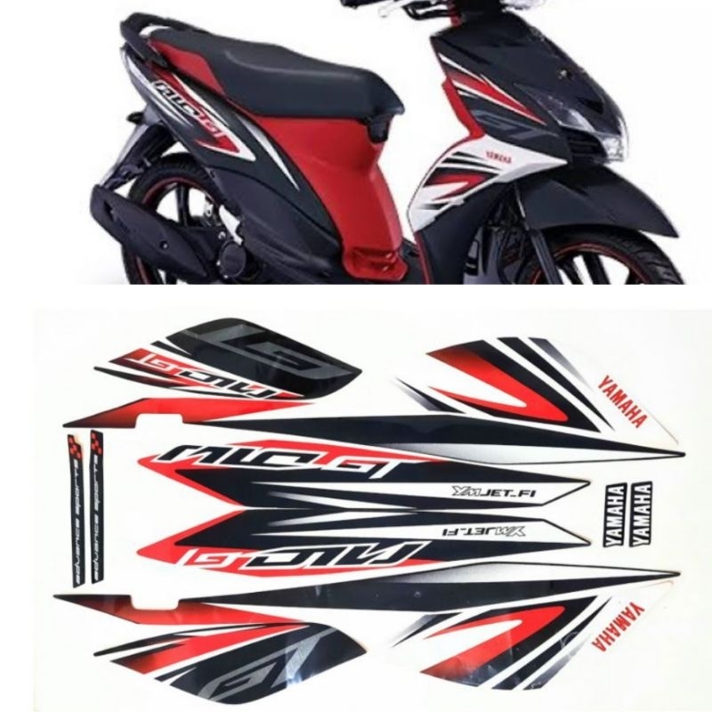 striping stiker lisbody yamaha mio gt tahun 2014 warna hitam putih