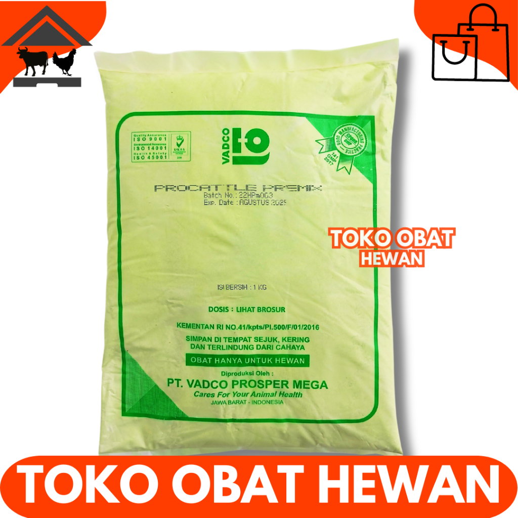 PROCATTLE PREMIX 1 Kg VADCO - PRO CATTLE - Premix Vitamin Mineral Sapi Kambing Domba Potong Pedaging