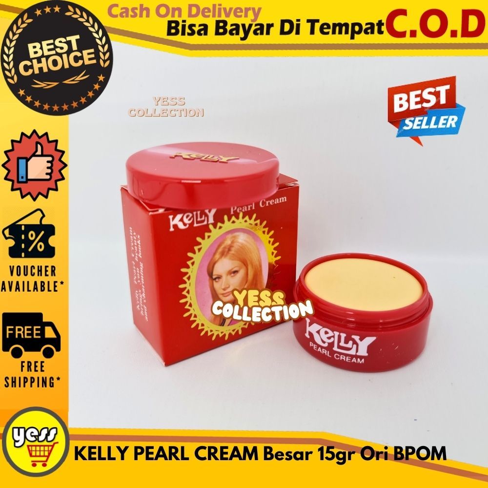 KELLY PEARL CREAM Besar Original BPOM 15 gr Cream Kelly Bedak Kelly Mencerahkan Wajah COD - YESS