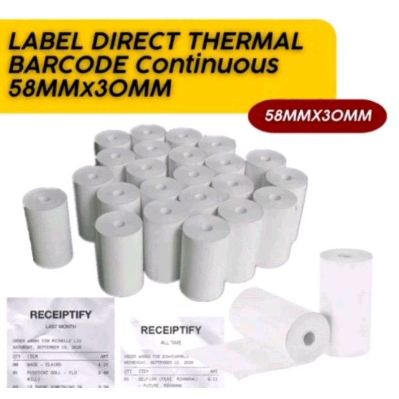 

Kertas termal 58x30 printer struk resi 58x30 mm