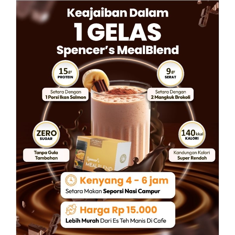 

Multigrain Spencer's MealBlend Rasa Belgian Dark Chocolate (FREE BONUS) Meal Replacement Pengganti Sarapan Diet Enak Slimming Langsing Sehat Diet Praktis Mengenyangkan