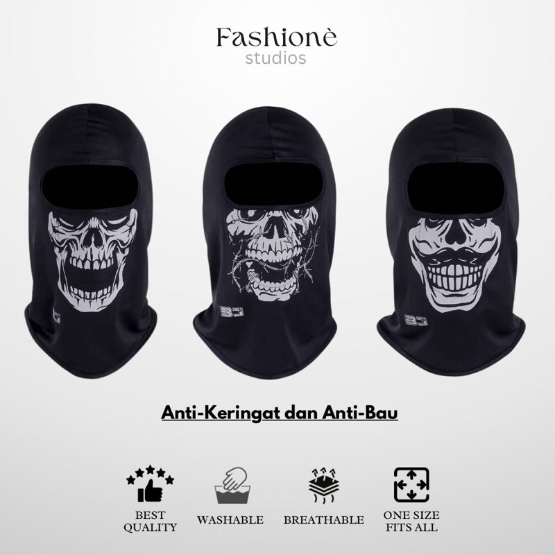 Masker Buff Tengkorak Full Face Balaclava Masker Motor Pria Motif Tengkorak Masker Baff Ninja Unisex