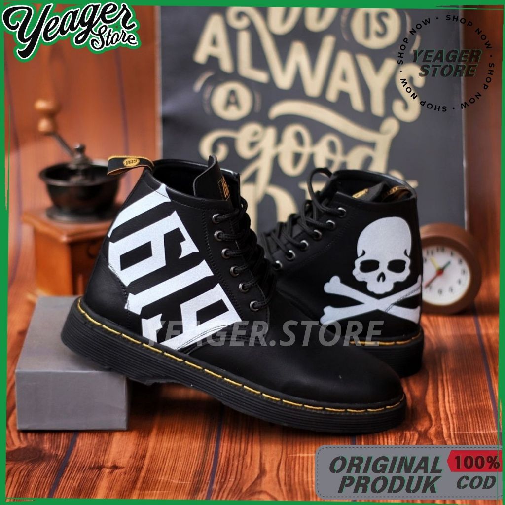YEAGER -  Sepatu Formal Pria Pantofel Docmart Tinggi Boots Kasual