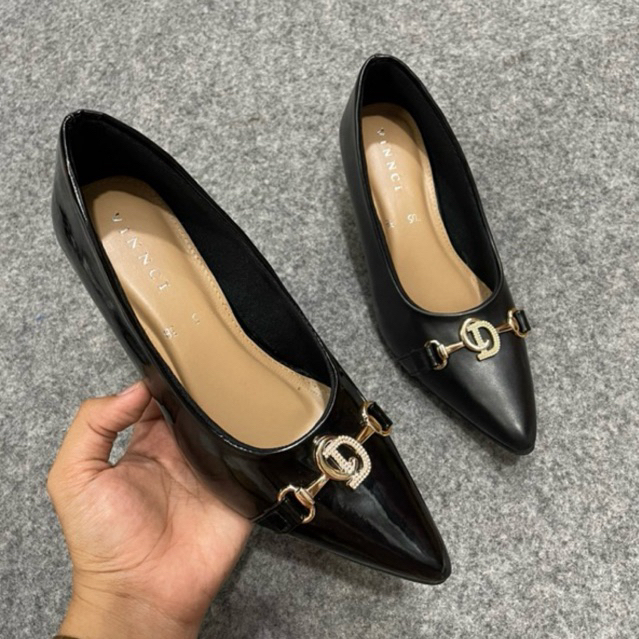 Sepatu wanita high heels wanita 5cm | sepatu kantor hitam dove Glossy