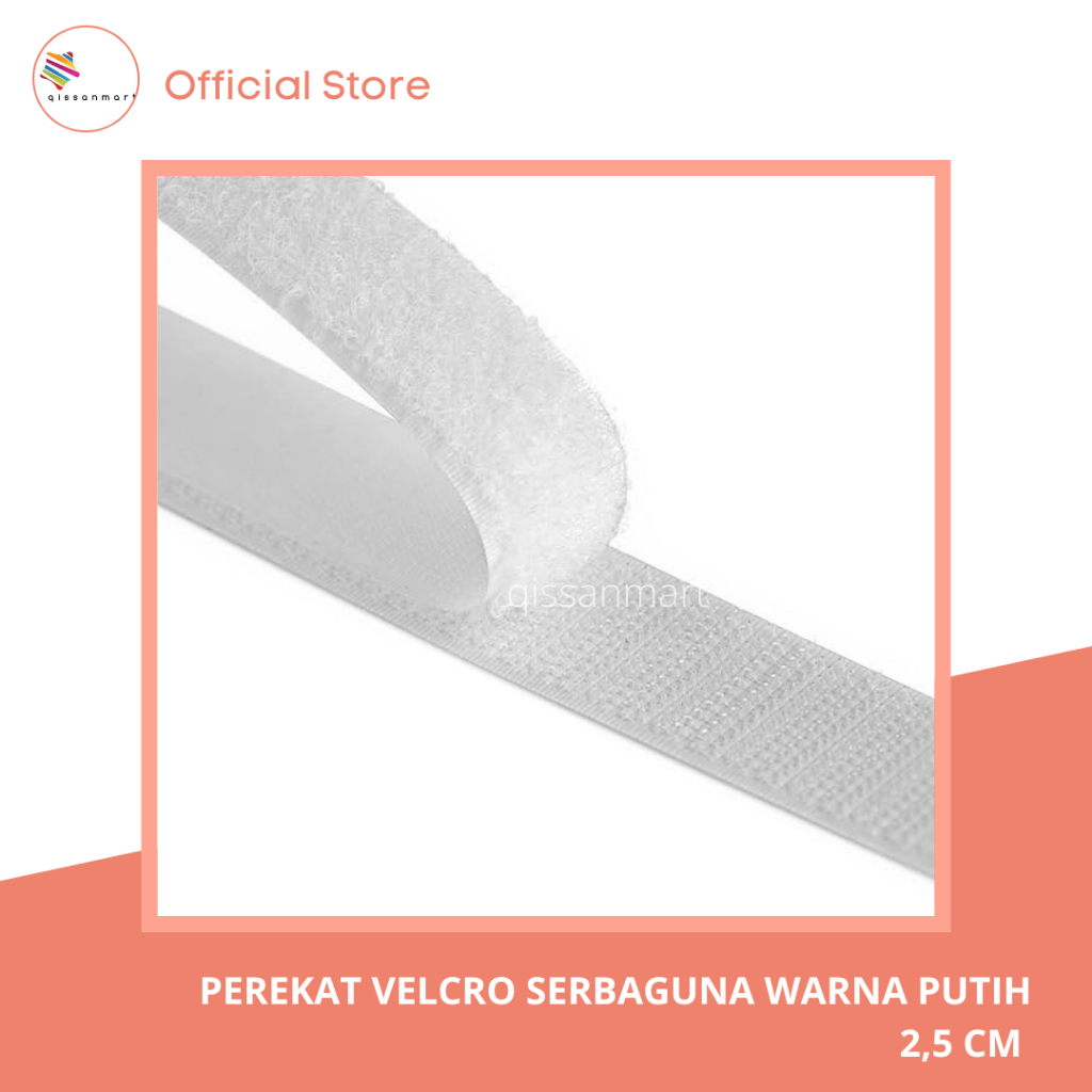 

Velcro Putih Perekat Serbaguna Lebar 2,5cm Per pasang Per meter