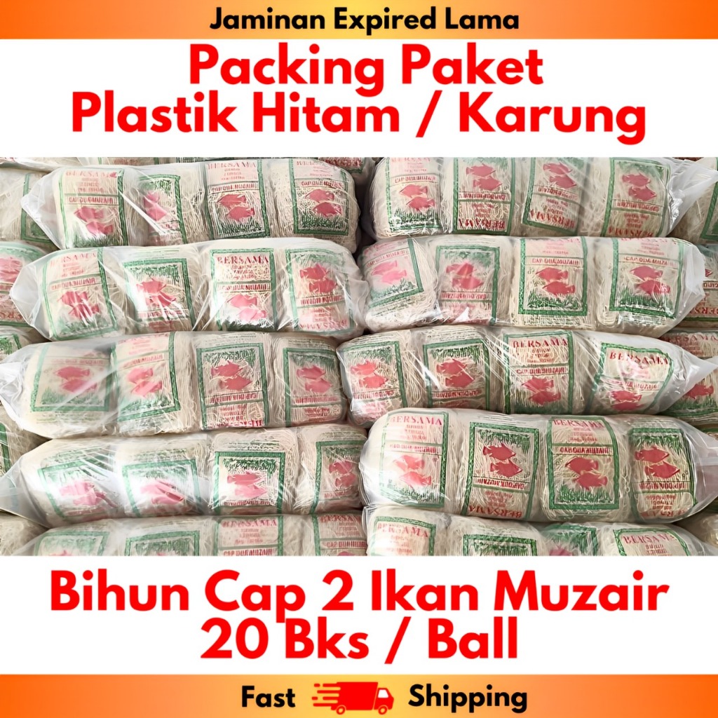 

Bihun Mujair 2 Ikan 20 Bks / Ball Packingan Paket Pakai Plastik Hitam