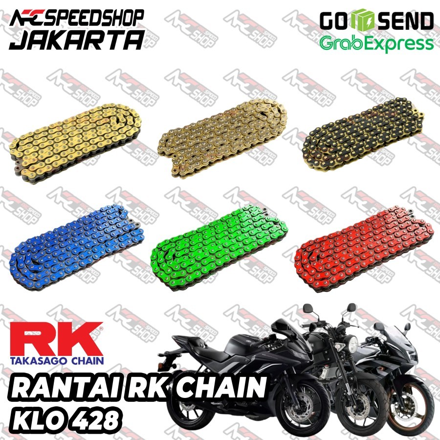 Rantai RK Chain 428 KLO O-Ring 130L Ninja 150 R RR R15 KLX 150 CRF 150 SATRIA FU 150 GSX 150 MX150 M