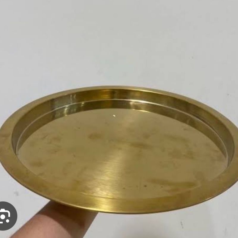 Baki bulat emas Nampan saji Tray Elegan Warna Kuning Gold 38Cm