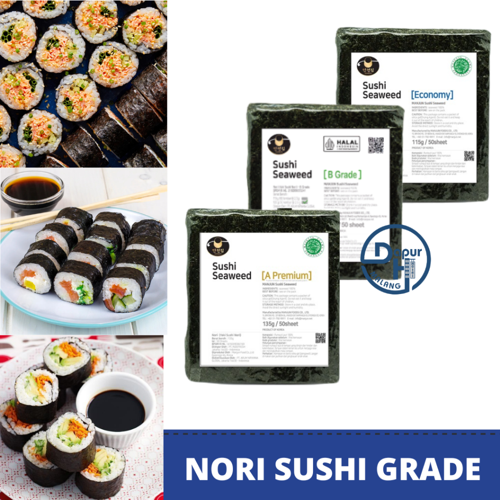 

MANJUN Sushi Nori Kimbab 50 S Halal │ Nori Gimbab Import Lembar Rumput Laut--MLG