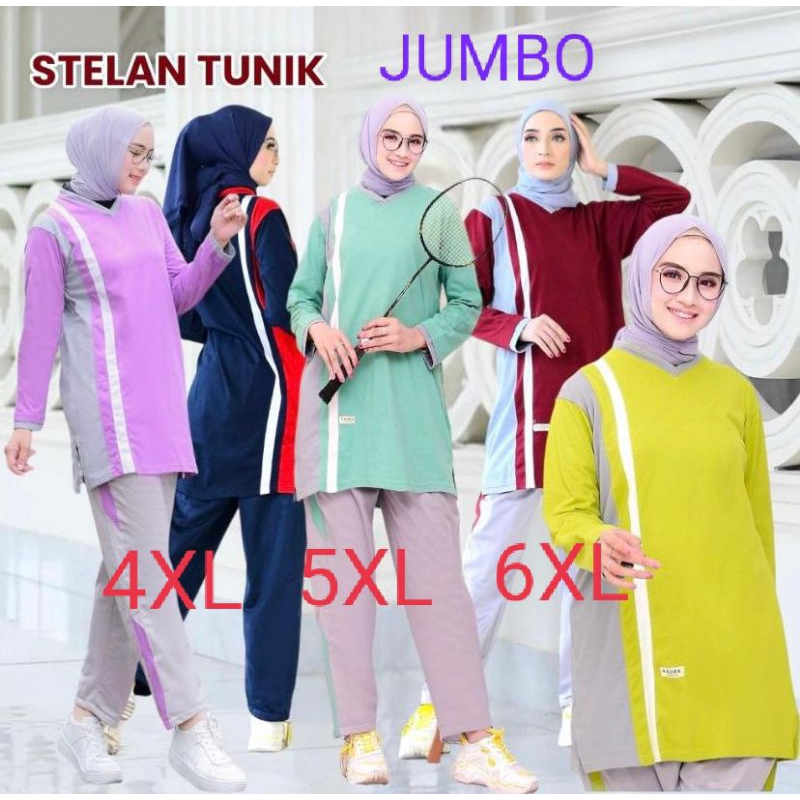 stelan olahraga tunik wanita super jumbo/ stelan olahraga tunik super jumbo