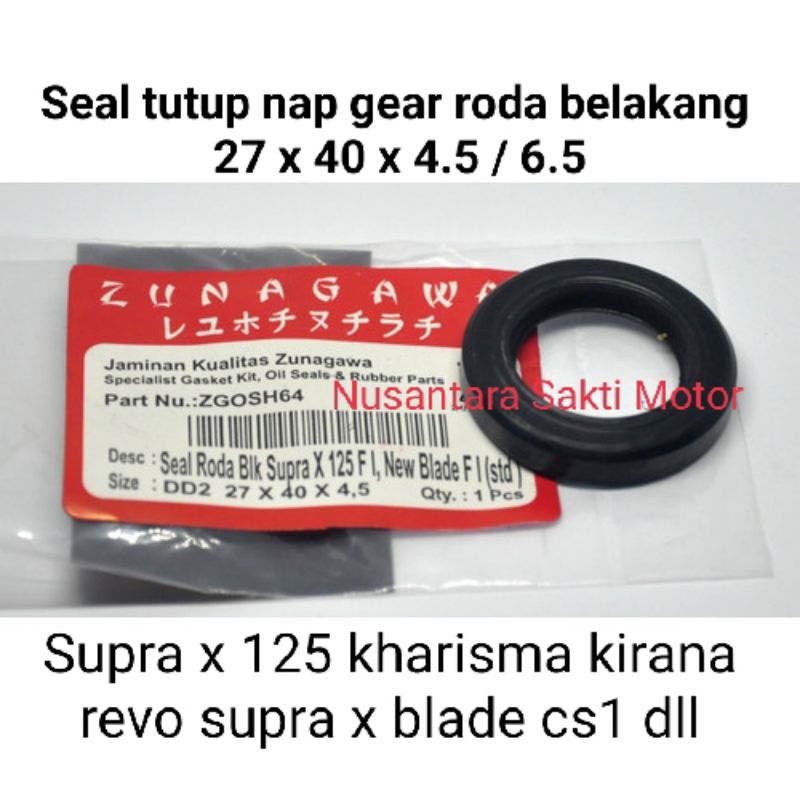 seal sil tutup nap bearing laher gir gear roda belakang honda 27x40x4.5 / 6.5 kph supra x 125 kharis