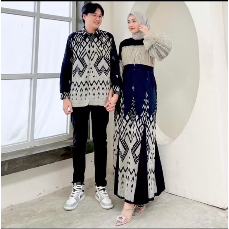 set couple baju tenun Rahayu dress tenun outfit kondangan