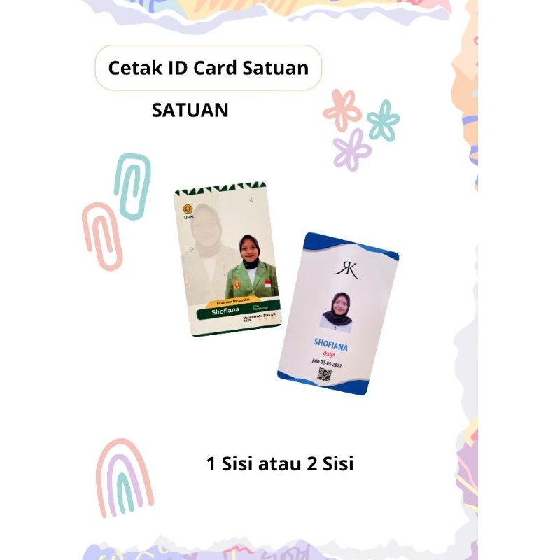

Cetak ID Card Satuan 1 Sisi / 2 Sisi