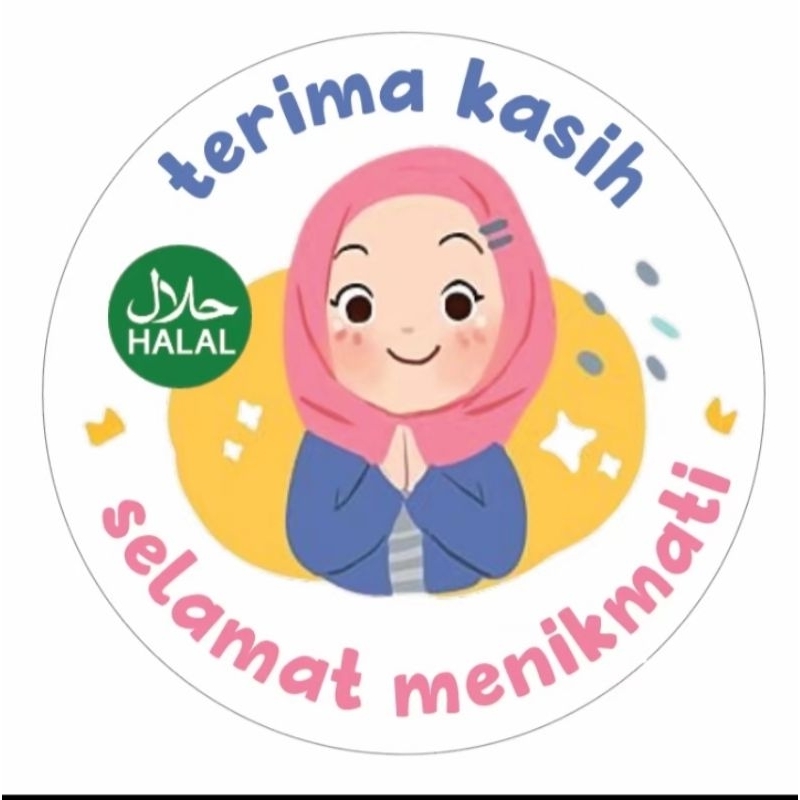 

Isi 500 pcs Stiker Terima Kasih Selamat Menikmati Label Halal Stiker bulat roll makanan kue catering Ukuran 2,5cm