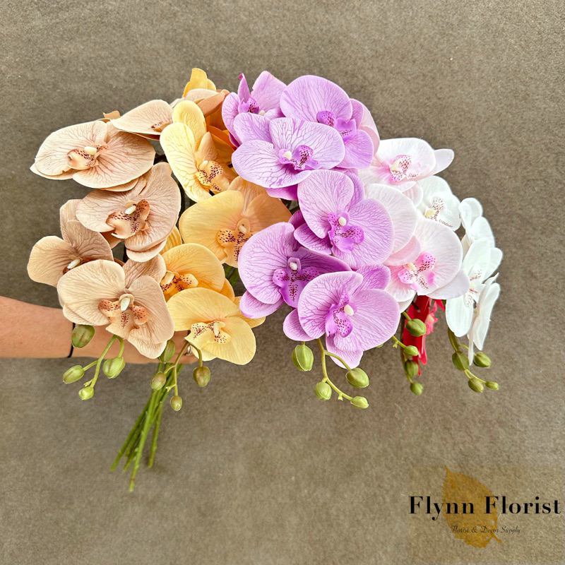 Bunga Anggrek Premium Kain Lukis (Satuan) Bunga Orchid Anggrek Bulan Dekorasi Cafe