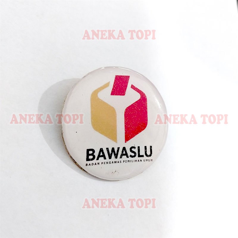 Pin Bawaslu Bulat Bahan Logam Pin Bros Bawaslu Logam Kuningan - Aneka Topi