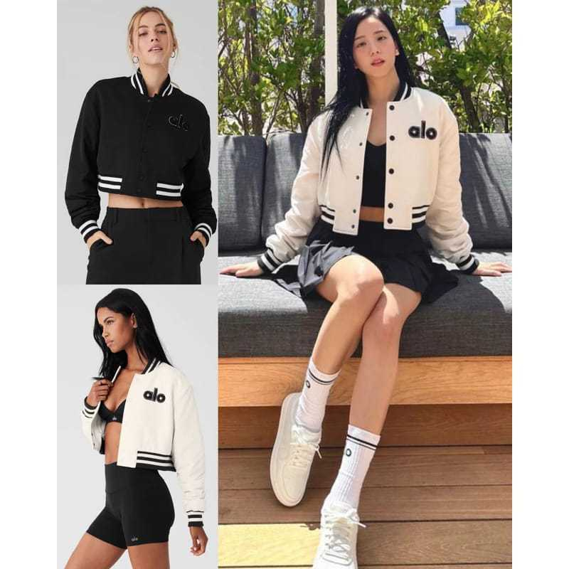 Halo Jaket Varsity Baseball Crop Korean Style - Atasan Wanita - Jaket Baseball Crop Varsity