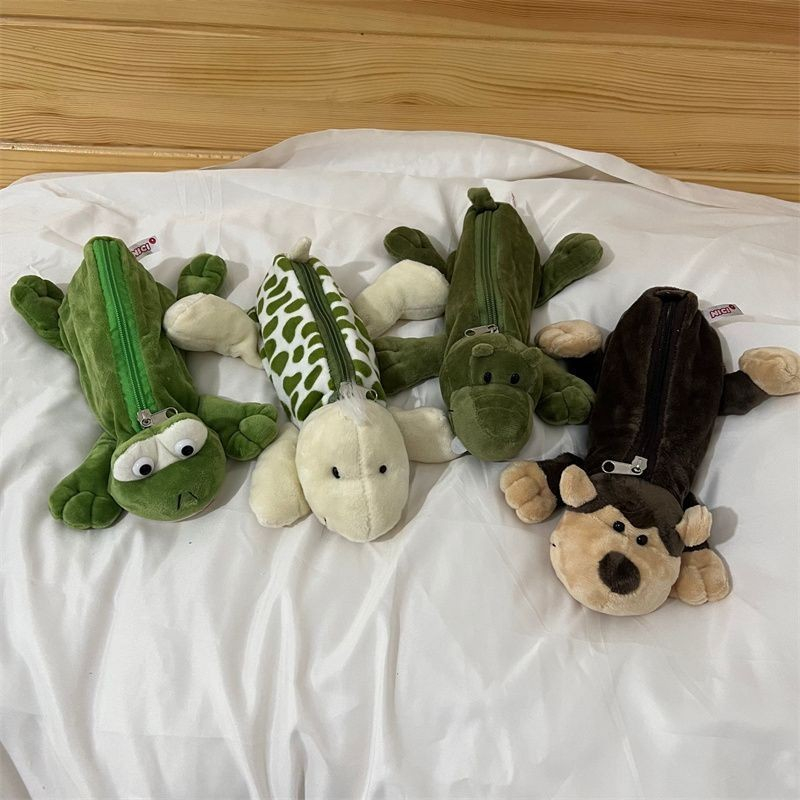 

Cute Baby Crocodile Plush Pencil Bag/Cartoon Couple Funny Monkey Children's Stationery Box