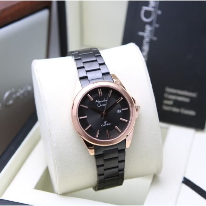 ALEXANDRE CHRISTIE WANITA AC 8663 BLACK ROSEGOLD ORIGINAL