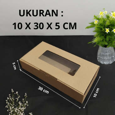 

( 10 Pcs ) Kardus Karton Box Kotak Kue Hampers 10 cm x 30 cm x 5 cm kaca