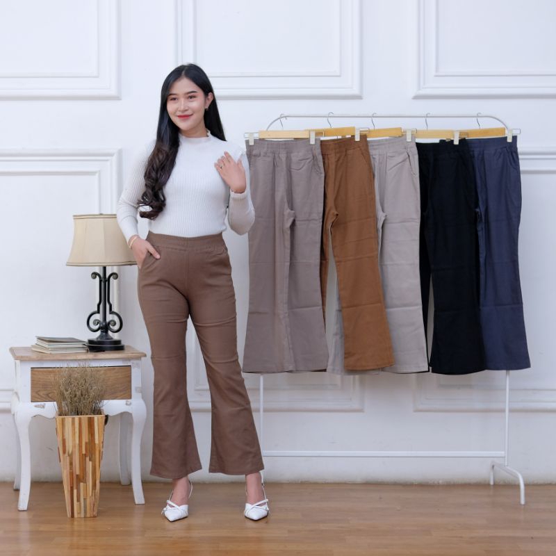 Celana Cutbray Stretch Bengalin Highwaist Big Size Jumbo XXL Dan XXXL