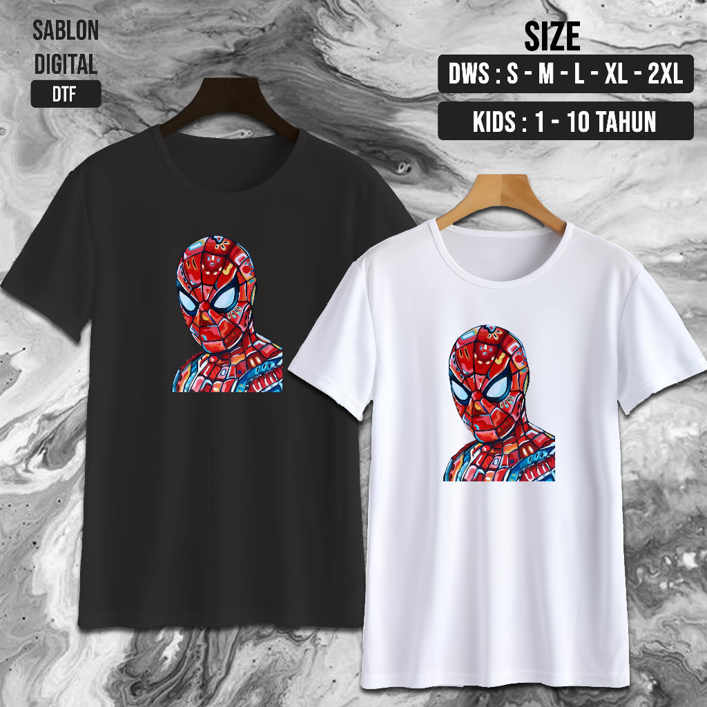 NW0435 Kaos FACE SPIDERMAN / Kaos ANAK ANAK / Kaos COUPLE KEKINIAN